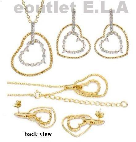 HEARTS SOLID 14K925 NECKLACE EARRINGS MATCHING SET